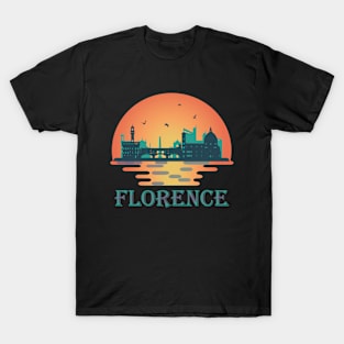 Florence - Italy Travel - Firenze Skyline Landmarks T-Shirt